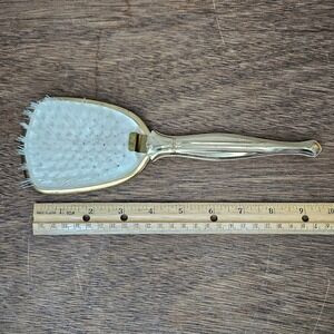 Vtg Gold Tone Hair Brush Hollywood Regency Ornate Removable Bristles 9.5"